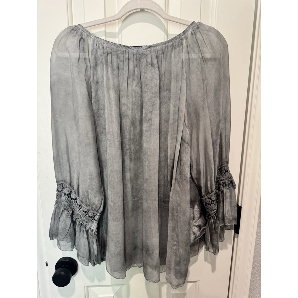 Tempo Paris Silk Sheer Layered Top Ruffled Floral Ethereal Babydoll Italy Small - Picture 3 of 4